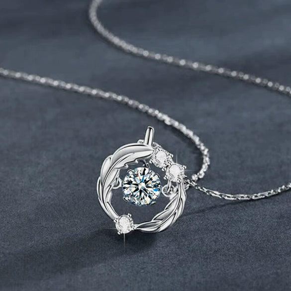 Women's S925 Sterling Silver Geometric Moissanite Pendant Cross Chain Necklace Set With Diamonds