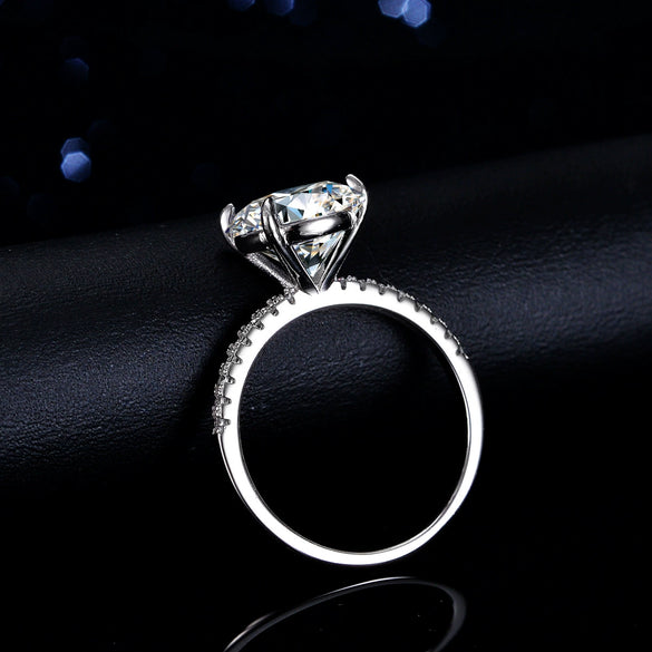 Women's S925 Sterling Silver Geometric Moissanite Ring Fourclaw Design