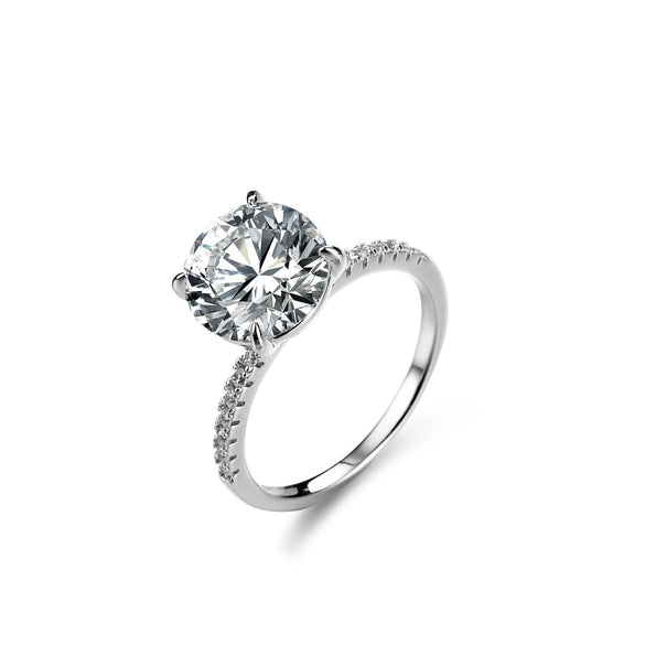 Women's S925 Sterling Silver Geometric Moissanite Ring Fourclaw Design