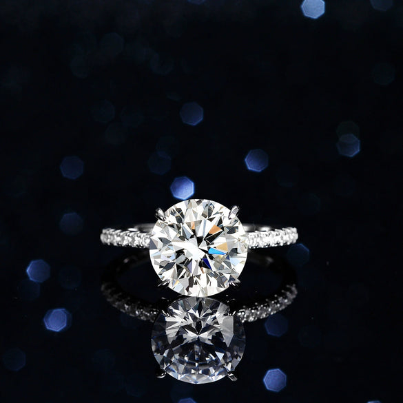 Women's S925 Sterling Silver Geometric Moissanite Ring Fourclaw Design