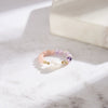 Women's S925 Sterling Silver Geometric Natural Baroque Freshwater Powder Opal Lilac Minimalist Electroplated Ring