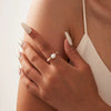 Women's S925 Sterling Silver Geometric Natural Baroque Freshwater Powder Opal Lilac Minimalist Electroplated Ring