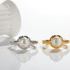 Women's S925 Sterling Silver Geometric Natural Freshwater Pearl Inlaid Ring