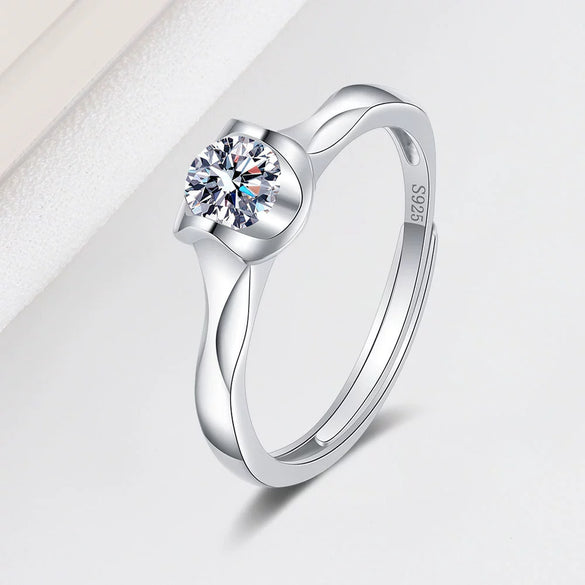 Women's S925 Sterling Silver Geometric Open Ring With Electroplated Simple Modern Wedding Band Style