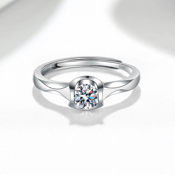 Women's S925 Sterling Silver Geometric Open Ring With Electroplated Simple Modern Wedding Band Style