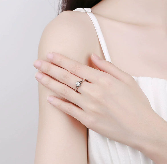 Women's S925 Sterling Silver Geometric Open Ring With Electroplated Simple Modern Wedding Band Style