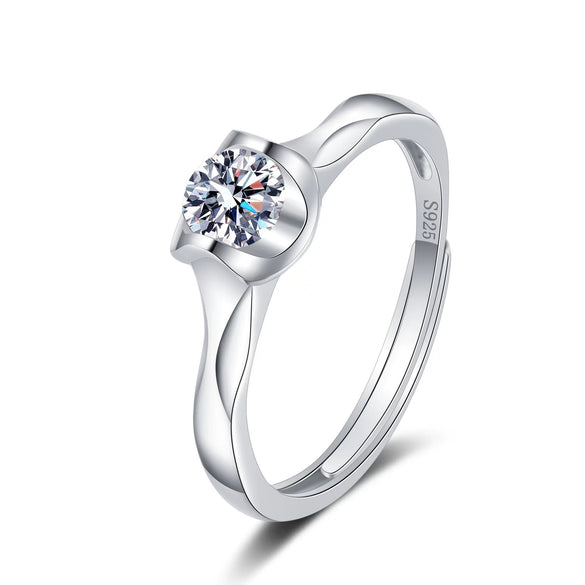 Women's S925 Sterling Silver Geometric Open Ring With Electroplated Simple Modern Wedding Band Style