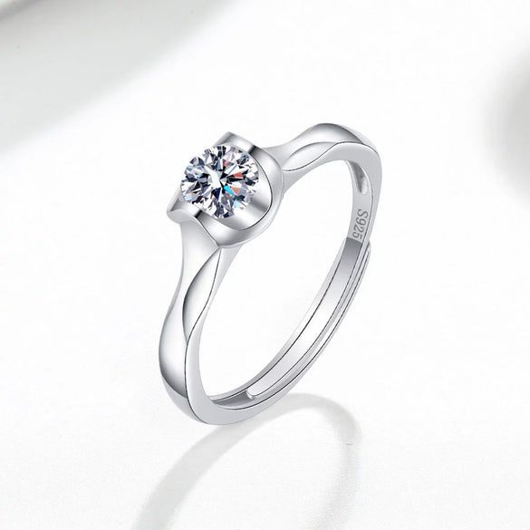 Women's S925 Sterling Silver Geometric Open Ring With Electroplated Simple Modern Wedding Band Style