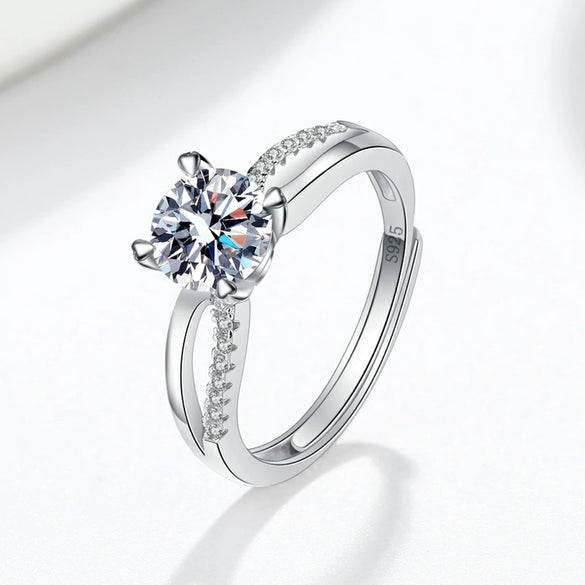 Women's S925 Sterling Silver Geometric Open Ring With Micro Inlay Twisted Design Electroplated Simple Classic Jewelry