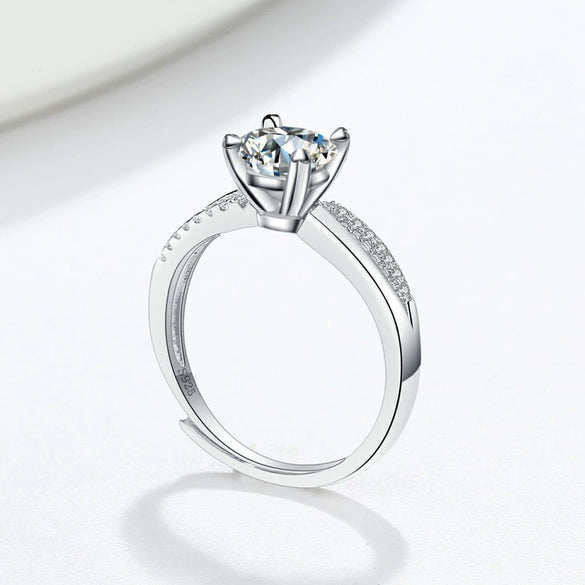 Women's S925 Sterling Silver Geometric Open Ring With Micro Inlay Twisted Design Electroplated Simple Classic Jewelry