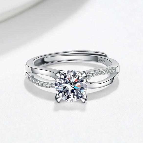 Women's S925 Sterling Silver Geometric Open Ring With Micro Inlay Twisted Design Electroplated Simple Classic Jewelry
