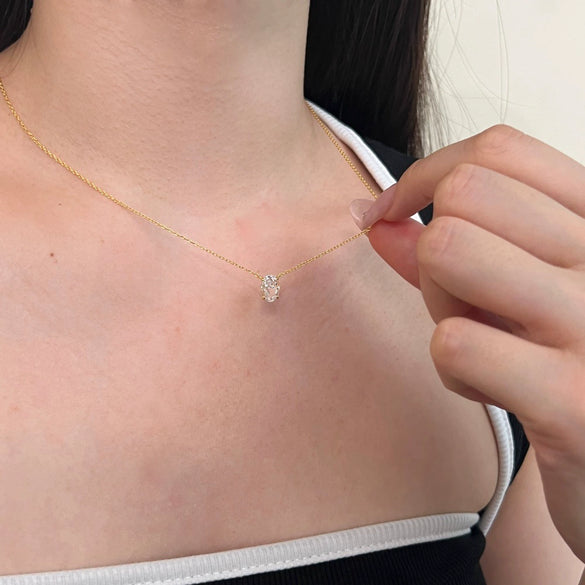 Women's S925 Sterling Silver Geometric Oval Ice Flower Cut Zircon Pendant Electroplated Necklace