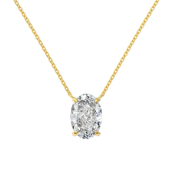 Women's S925 Sterling Silver Geometric Oval Ice Flower Cut Zircon Pendant Electroplated Necklace