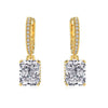 Women's S925 Sterling Silver Geometric Pendant Earrings With Ice Flower Cut Zircon And Electroplating Design