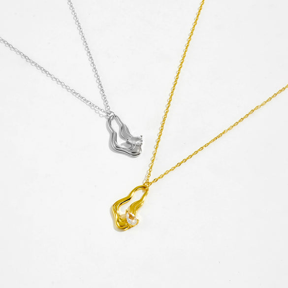 Women's S925 Sterling Silver Geometric Pendant Necklace With Electroplating Regular Chain