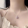 Women's S925 Sterling Silver Geometric Perfume Bottle Pendant Necklace With Full Diamond Inlay Electroplated Little Fresh Light Luxury Jewelry Gift