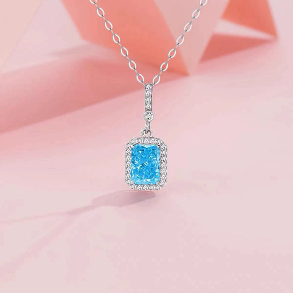 Women's S925 Sterling Silver Geometric Perfume Bottle Pendant Necklace With Full Diamond Inlay Electroplated Little Fresh Light Luxury Jewelry Gift