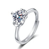 Women's S925 Sterling Silver Geometric Petal Open Ring Adjustable Simple Fashion Electroplated Ring