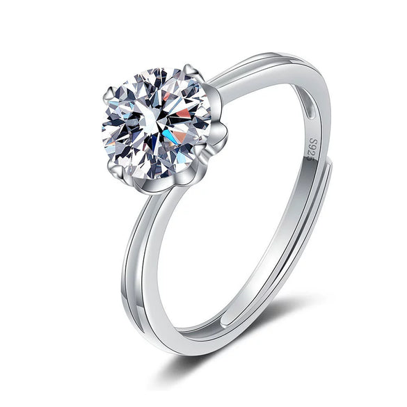 Women's S925 Sterling Silver Geometric Petal Open Ring Simple Fashion Electroplated Adjustable Ring