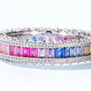 Women's S925 Sterling Silver Geometric Rainbow Zircon Finger Ring
