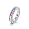 Women's S925 Sterling Silver Geometric Rainbow Zircon Finger Ring