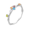 Women's S925 Sterling Silver Geometric Rainbow Zircon Inlaid Ring