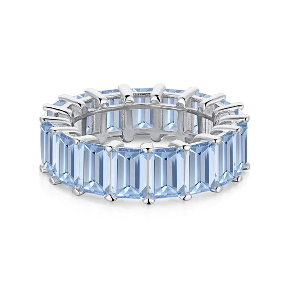 Women's S925 Sterling Silver Geometric Rectangular Ring With Electroplating And Full Diamondlike 5A Powder Zircon