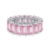 Women's S925 Sterling Silver Geometric Rectangular Ring With Electroplating And Full Diamondlike 5A Powder Zircon