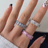 Women's S925 Sterling Silver Geometric Rectangular Ring With Electroplating And Full Diamondlike 5A Powder Zircon