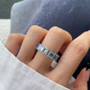 Women's S925 Sterling Silver Geometric Rectangular Ring With Electroplating And Full Diamondlike 5A Powder Zircon
