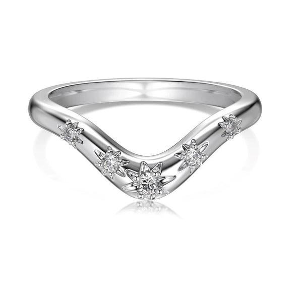 Women's S925 Sterling Silver Geometric Ring With Ice Flower Cut Zircon And Electroplating