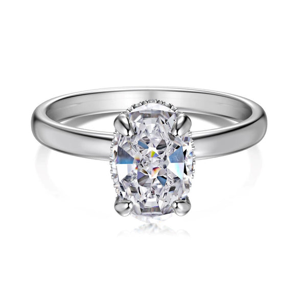 Women's S925 Sterling Silver Geometric Ring With Ice Flower Cut Zircon And Electroplating