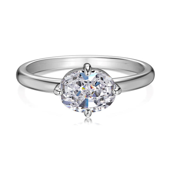 Women's S925 Sterling Silver Geometric Ring With Ice Flower Cut Zircon And Electroplating