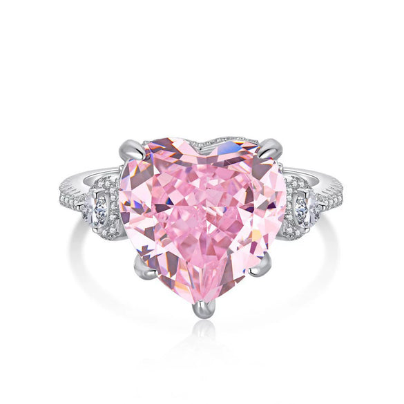 Women's S925 Sterling Silver Geometric Ring With Ice Flower Zirconium And High Carbon Diamond Electroplated Cute Style