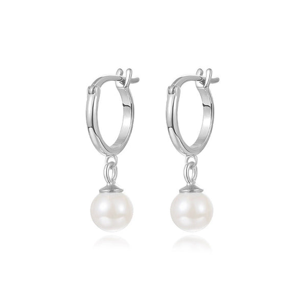 Women's S925 Sterling Silver Geometric Round Bead Earrings With Zirconia In Light Luxury Style