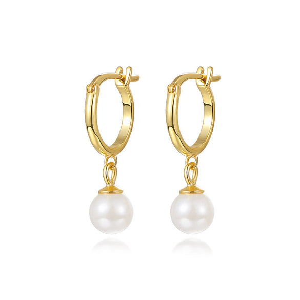 Women's S925 Sterling Silver Geometric Round Bead Earrings With Zirconia In Light Luxury Style