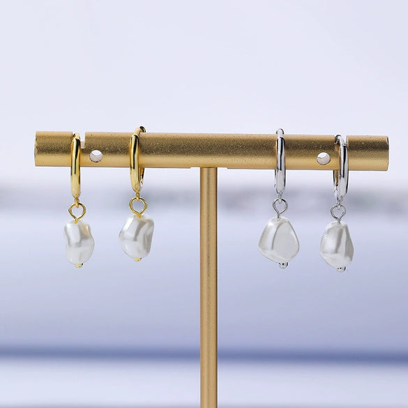 Women's S925 Sterling Silver Geometric Round Bead Earrings With Zirconia In Light Luxury Style