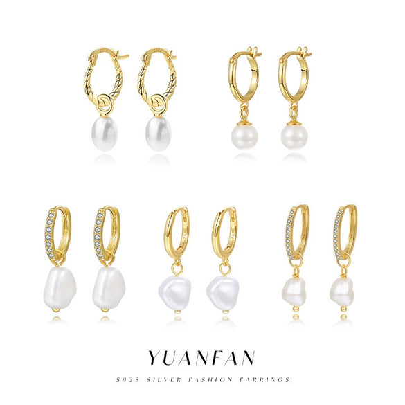 Women's S925 Sterling Silver Geometric Round Bead Earrings With Zirconia In Light Luxury Style