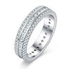 Women's S925 Sterling Silver Geometric Round Hip Hop Ring With Synthetic Carbon Silicon Stone Seiko Design