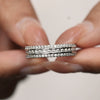 Women's S925 Sterling Silver Geometric Round Hip Hop Ring With Synthetic Carbon Silicon Stone Seiko Design