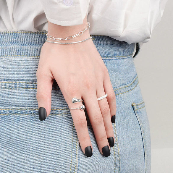 Women's S925 Sterling Silver Geometric Round Snake Chain Bracelet With Electroplated Simple Minimalist Design