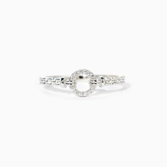 Women's S925 Sterling Silver Geometric Round Zircon Ring Jewelry With Electroplating