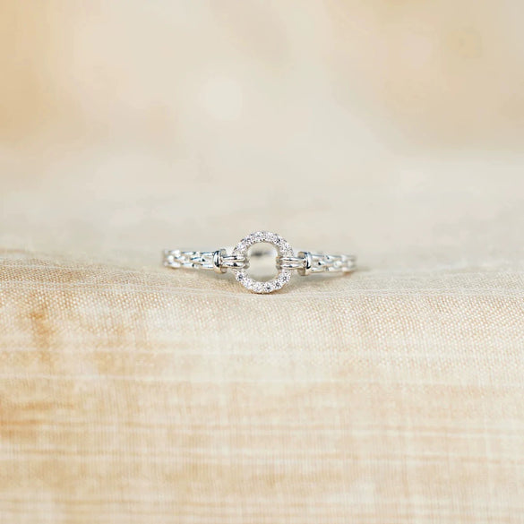 Women's S925 Sterling Silver Geometric Round Zircon Ring Jewelry With Electroplating