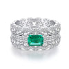 Women's S925 Sterling Silver Geometric Ruby Corundum Emerald Cut Diamond Ring Light Luxury Style