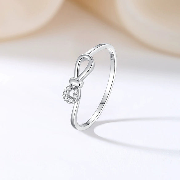 Women's S925 Sterling Silver Geometric Simple Fashion Allmatch Diamond Ring