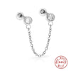 Women's S925 Sterling Silver Geometric Single Diamond Chain Earrings Simple Style