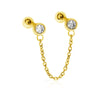 Women's S925 Sterling Silver Geometric Single Diamond Chain Earrings Simple Style