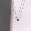 Women's S925 Sterling Silver Geometric Single Diamond Necklace Simple Style