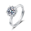 Women's S925 Sterling Silver Geometric Snowflake Ring With Moissanite Adjustable Electroplated Fine Jewelry