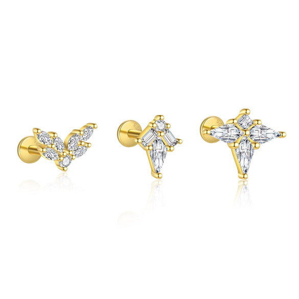 Women's S925 Sterling Silver Geometric Square Zircon Earrings